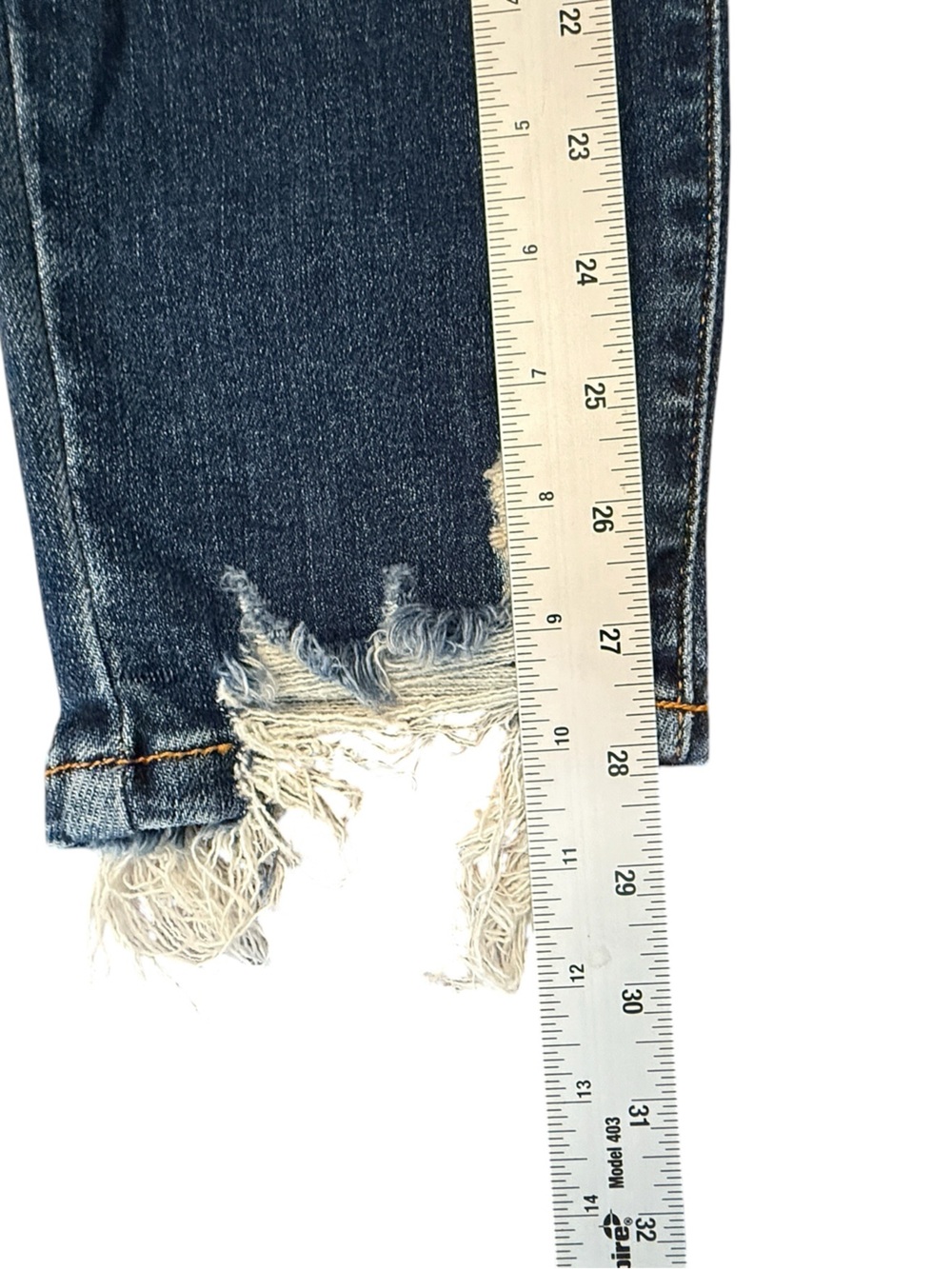 Judy Blue JB82446DK Mid Rise Destroyed Skinny Jeans Raw Hem Distressed Size 7/28 - Picture 14 of 15